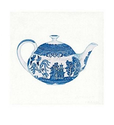 Short Blue Willow Tea Pot